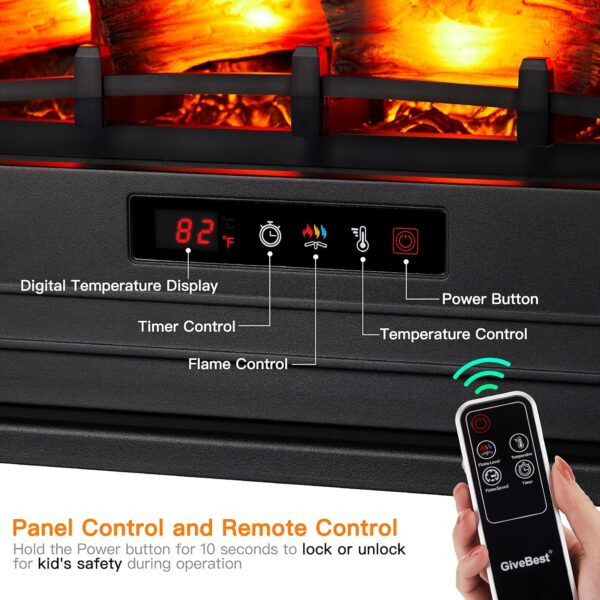 Electric Fireplace Infrared Heater 3D Freestanding Fireplace Stove Heater with Remote Control, Timer, Adjustable Flame Effect, Upgraded Safety Protection 24" - Image 4