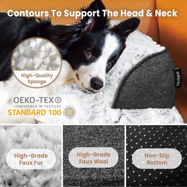 Dog Couch Bed for Large Dogs Memory Foam, Faux Fur Waterproof Dog Bed for Couch Furniture Protector, Calming Dog Bed Washable with for Pet Sofa Cover, Large 41x37 Inches - Image 3