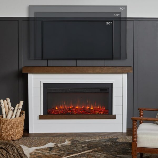 Real Flame Bernice 67" Landscape Electric Fireplace with Mantel for Living Room or Bedroom, Replaceable Fireplace Insert Heater, Realistic Log and Flame Effect, Remote Control, Timer - Image 5