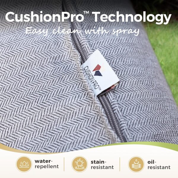 Patio Furniture Set 4 pcs, Outdoor Patio Furniture, 3-Seat Sofa, 2 Swivel Chairs, Coffee Table and 5.75" Extra Thick Cushion, Patio Conversation Set for Backyard Deck,Grey - Image 3