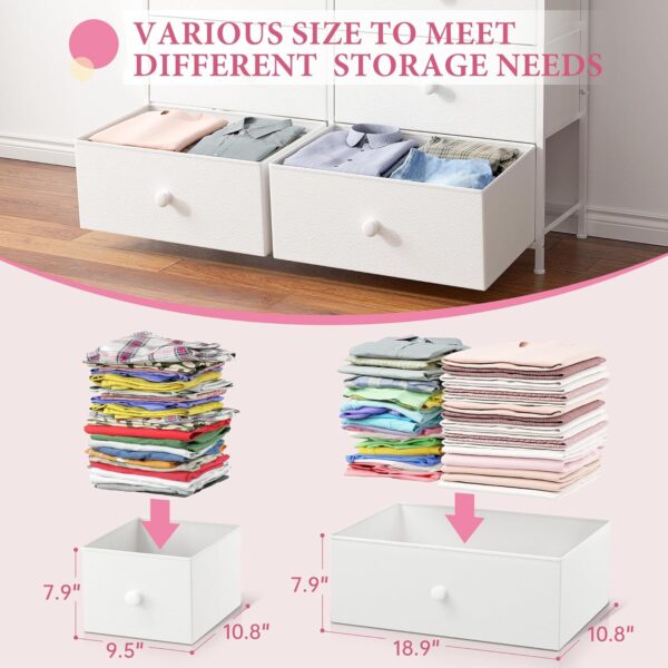 EnHomee Dresser,White Dresser for Bedroom with 12 Drawers,Tall Dressers for Bedroom,White Fabric Dressers & Chest of Drawers for Bedroom,Closet,Nursery,Girls - Image 3