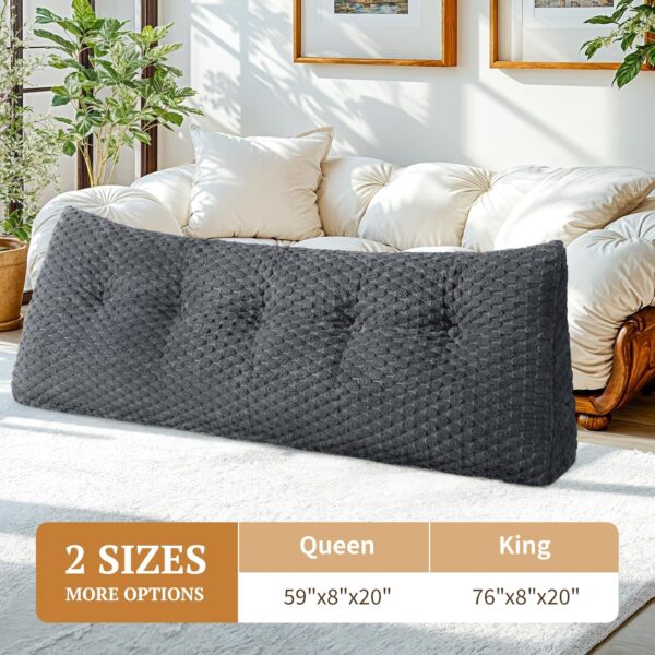 Headboard Wedge Pillow with 2 Pack Neck Roll Pillow,Bed Wedge Pillow - Headboard Large Bolster - Backrest Pillows for Bed Backrest Positioning Support(Grey,Queen) - Image 7