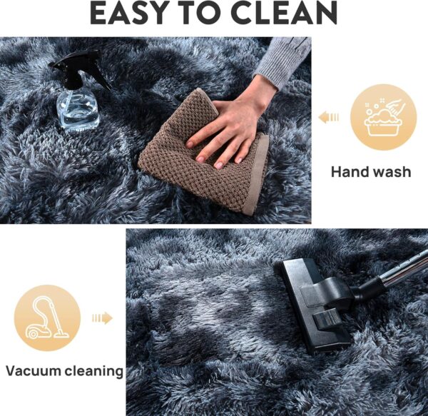 Anti-Skid Rectangular Fuzzy Rug Fluffy Rug for Living Room Non-Slip Shag Fuzzy Rug for Nursery Tie-Dyed Blue Grey Rectangle 5x7 Feet - Image 6