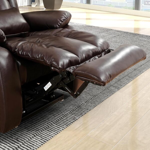 EDILLY Large Genuine Leather Power Lift Recliner Chair for Elderly, Dual Motor with Massage and Heating,with Double Lumbar Cushion and Extended Footrest,USB Port and Remote(Brown) - Image 6