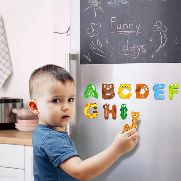 Large Size Magnetic Letters, Cute Animal Alphabet ABC Magnets for Fridge Colorful Uppercase Animals Toys Set Educational Spelling Learning Games for Kids, Toddlers 3 4 5 Years Old - Image 5