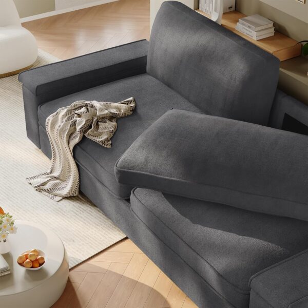 SEDETA Modern Couch, Comfy Couches for Living Room, Oversized Loveseat Sofa, Deep Seat Sofa with Storage and 2 USB Charging Ports, Removable Sofa Cover(Dark Grey Chenille) - Image 7