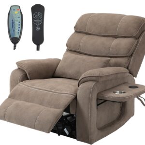 Power Lift Recliner Chair for Adults Elderly Lay Flat Velvet Recliners with Massage Heating, Extended Footrest, Cup Holder, Lumbar Pillow, Wireless Charging Device, Up to 400LBS