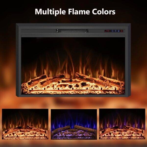 40" Wide Electric Fireplace Inserts with Adjustable Flame Colors, Fireplace Heater with Touch Screen & Remote Control, Recessed in Wall, 750/1500W, Timer - Image 3
