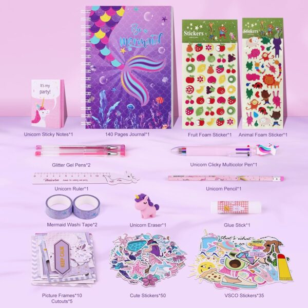 homicozy DIY Journal Kit for Girls,Mermaid Gifts for Girls Age 3-10 Years Old,Art Craft & Supplies for Kids Age 4-10,Scrapbook &Diary Supplies Set,Cute Stationery,Cool Birthday Ideas Gifts Toys - Image 2
