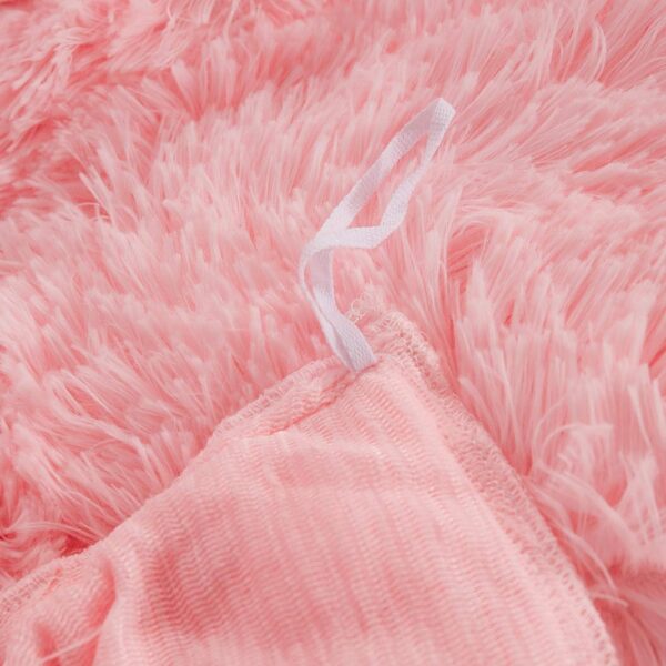 WERDIM Shaggy Fluffy Faux Fur Duvet Cover Set Button Closure Velvety Bedding Set Comforter Cover with Pillowcases Pink, Queen Size - Image 7