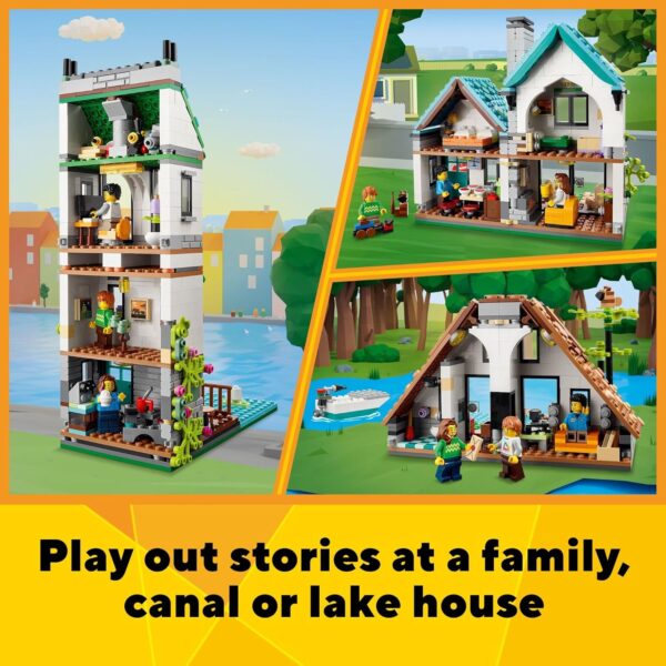 LEGO Creator 3 in 1 Cozy House Building Kit, Rebuild into 3 Different Houses, Includes Family Minifigures and Accessories, DIY Building Toy Ideas for Outdoor Play for Kids, Boys and Girls, 31139 - Image 5