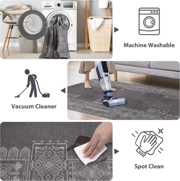 NICETOWN Grey Entryway Rug 2x3 Small Rugs for 2x3 Washable Vintage Area Rug - Boho Non-Slip Entryway Rug Living Room Rug Entrance Mat Carpet for Kitchen Laundry Bathroom Bedroom, Grey - Image 4