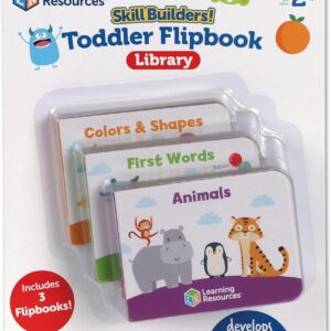 Learning Resources Skill Builders! Toddler Flipbook Library, 3 Pieces, Ages 2+, Educational Toys, Alphabet Learning, Toddler Learning Books, Toddler Activity Book,Back to School