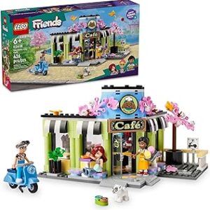 LEGO Friends Heartlake City Café Shop Toy for Kids, Bakery Building Set, Birthday Gift Idea for Girls and Boys Ages 6 Years and Up with 3 Mini Dolls and a Dog Toy Figure, 42618