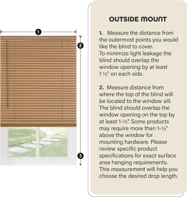Cordless Light Filtering Mini Blind - 23 Inch Width, 42 Inch Length, 1" Slat Size - Pearl White - Cordless GII Morningstar Horizontal Windows Blinds for Interior by Achim Home Decor - Image 5