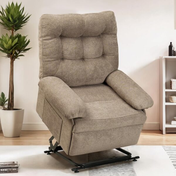 Softa Triple Motor Power Lift Recliner Chair for Elderly, Electric Lift Recliner Chair for Adults w/Infinite Position, Side Pockets, Reclining Single Sofa Chair for Living Room Bedroom(Brown)