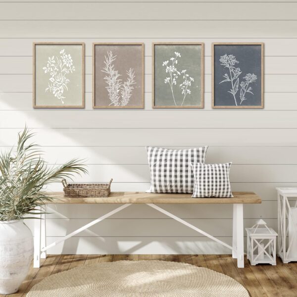 Framed Boho Wall Art Set of 4 for Wooded Minimalist Botanical Print Wall Art for Rustic Vintage Farmhouse Home Kitchen Wall Decor (Brown, 11x14) - Image 3