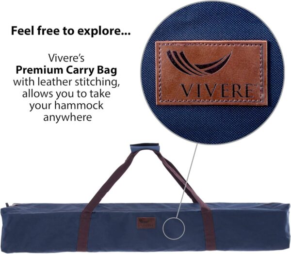 Vivere Double Hammock with Space Saving Steel Stand, Natural (450 lb Capacity - Premium Carry Bag Included) - Image 5