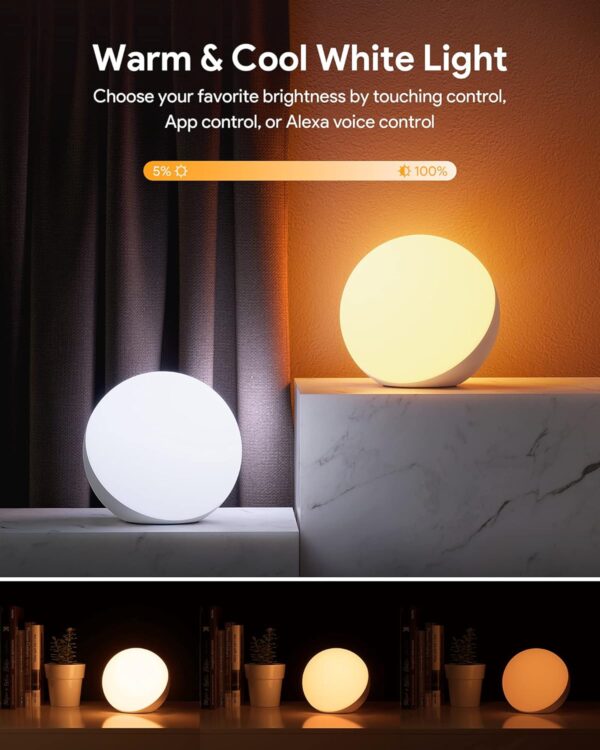 Hifree Smart Table Lamp, Dimmable Desk Lamp with App/Voice Control, LED RGB Color Changing Touch Lamp, Night Light for Bedroom Compatible with Alexa - Image 4