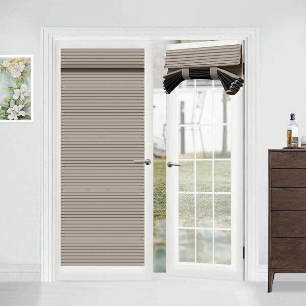 French Door Curtains Door Blinds Style,Light Brown 25x70 Inch Length Blackout Door Curtains,Privacy Door Curtains for Door Window,Bedroom,Office,Thermal Insulated Tie Up Shade 1 Panel