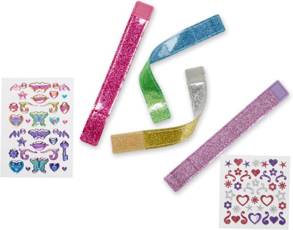 Melissa & Doug Design-Your-Own Bracelets With 100+ Sparkle Gem and Glitter Stickers - Kids Snap Bracelets, Jewelry Crafts For Kids Ages 4+ - Image 4