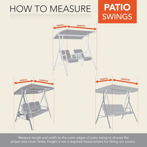 MODERN LEISURE 2-Seater Patio Outdoor Swing Cover - Waterproof and Weather-Resistant Fabric - Furniture Protection Perfect for Patio, Deck, and Porch - 87" L x 64" W x 66" H - Khaki - Image 5