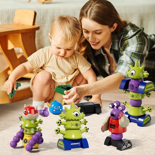 TEMI Magnetic Robot Toy for Kids 3-5 Years Old - Monster Magnetic Blocks Stacking Transform Toys for Kids with Storage Box, Set for Kids Age 3 4 5 6 7 Years Old Boys, Christmas and Birthday Gift - Image 7