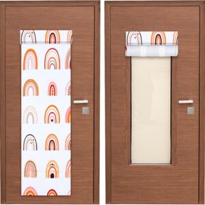 Leinuosen 2 Pcs Classroom Door Window Cover Curtains Blackout Lockdown Shades for Glass Doors Window Covering Darkening Blackout Drapes for Nursery Teacher Office Decor 8 x 36 Inches (Rainbow)