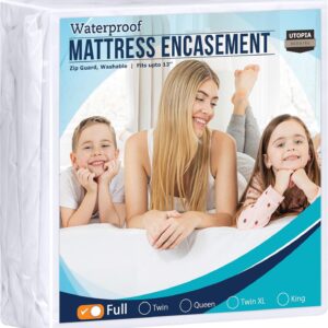 Utopia Bedding Zippered Mattress Encasement Full - 100% Waterproof and Bed Bug Proof Mattress Protector - Absorbent, Six-Sided Mattress Cover