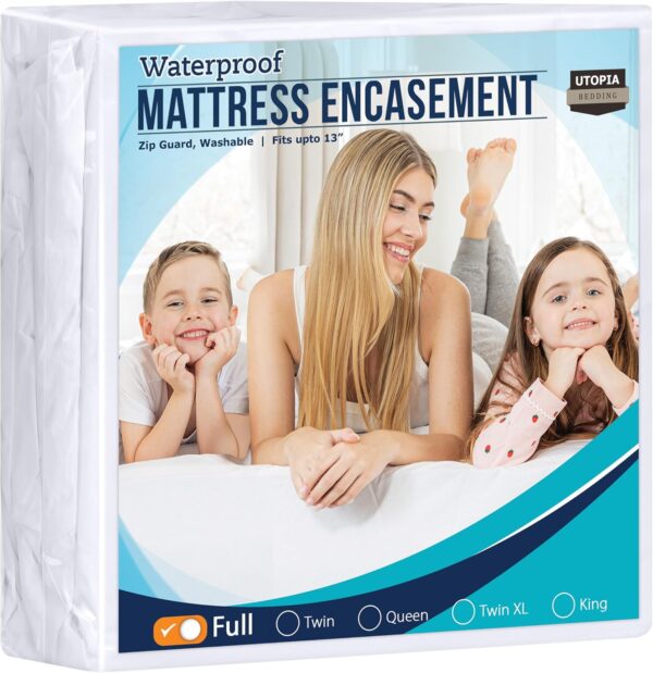 Utopia Bedding Zippered Mattress Encasement Full - 100% Waterproof and Bed Bug Proof Mattress Protector - Absorbent, Six-Sided Mattress Cover