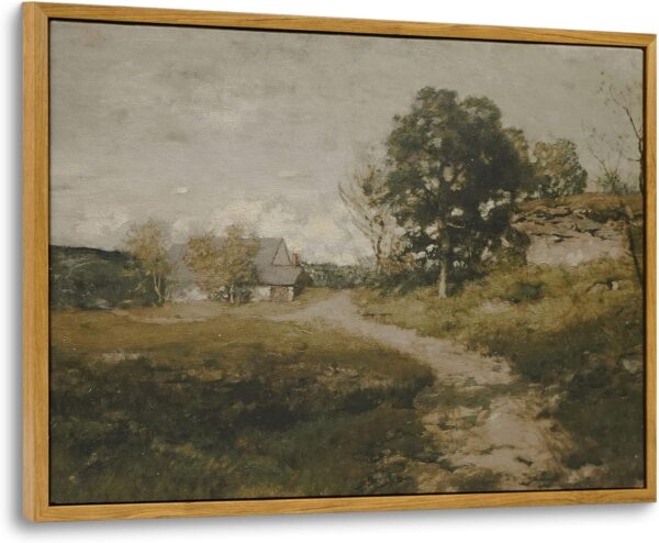 InSimSea Framed Canvas Wall Art Vintage Decor, Wall Art for Living Room Office Bedroom Decor, Vintage Countryside Road Wall Pictures, Painting for Bedroom Bathroom Wall Decor, 12"x16"