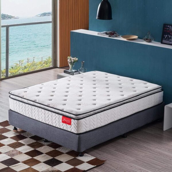 King Mattress 11.4 Inches Pillow Top Pocket Spring Hybrid Mattress, Memory Foam Innerspring Firm Mattress -Bed in a Bag King Mattress - Image 2