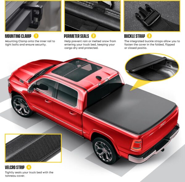 Soft Roll Up Truck Bed Tonneau Cover Fits for 2004-2014 Ford F150 & 2006-2008 Lincoln Mark LT 5.5' (66''- 67'') Short Bed (Not Fit Roll Bar) (Excludes Flareside) - Image 4