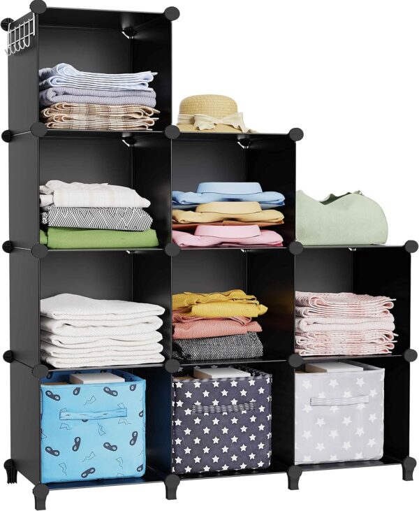 HOMIDEC Closet Organizer, 9-Cube Closet Organizers and Storage, Portable Closet Storage Shelves,Closet Organizer Storage Shelves, Clothes Storage Organizer for Garment Racks, Closet, Wardrobe