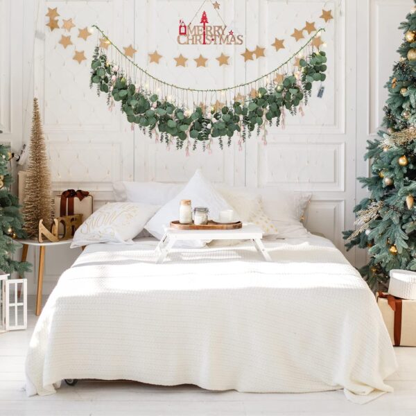 Eucalyptus Wall Decor with Flower Boho Wall Long Artificial Greenery Hanging Plant Leaves 5.6 Feet for Bedroom - Image 3