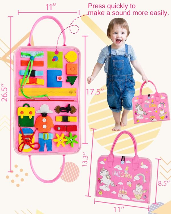 Exorany Busy Board Montessori Toys for 1 2 3 4 Year Old Girls & Boys Birthday Gifts, Sensory Toys for Toddlers 1-3, Educational Travel Toys, Preschool Activities for Learning Fine Motor Skills - Image 6
