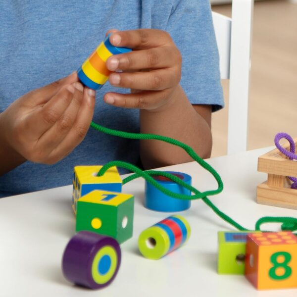 Melissa & Doug Deluxe Wooden Lacing Beads - Educational Activity With 27 Beads and 2 Laces - Beads For Toddlers, Fine Motor Skills Lacing Toys For Toddlers And Kids Ages 3+ - Image 7