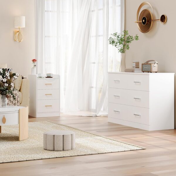 FOTOSOK White Dresser, 47.2'' Large 6 Drawer Dresser Wide Chest of Drawers for TV Stand, Modern Dresser White Floor Storage Drawer Cabinet for Home Office, White - Image 6