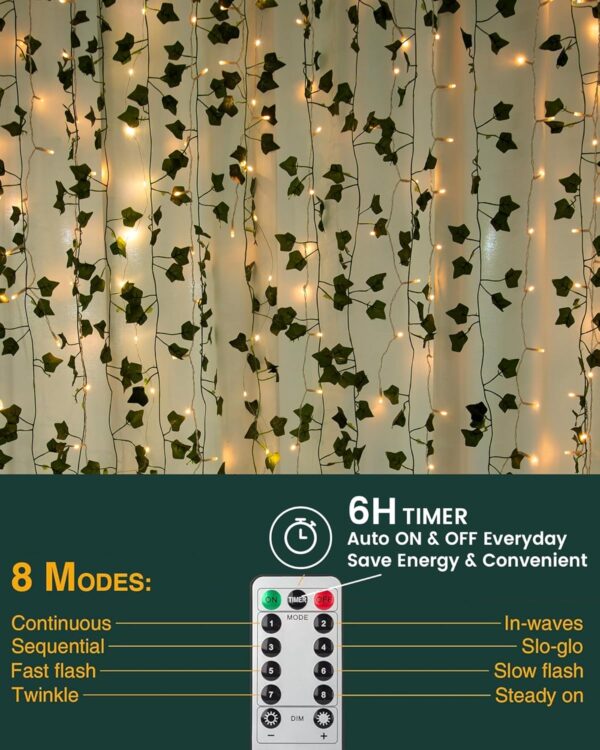 JACKYLED 84Ft 12 Pack Artificial Ivy Garland Fake Plants, Ivy Vines Leaves with CE Certified 80 LED String Lights, Hanging Ivy Lights for Bedroom Garden Party Wall Room Decor - Image 2