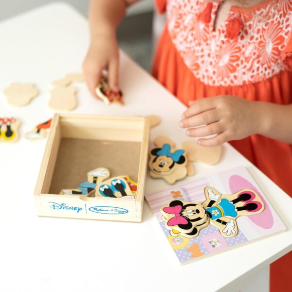 Melissa & Doug Disney Minnie Mouse Mix and Match Dress-Up Wooden Play Set (18 pcs) - Minnie Mouse Toys For Disney Fans, Fashion Puzzle Travel Toys For Kids Ages 3+ - Image 5