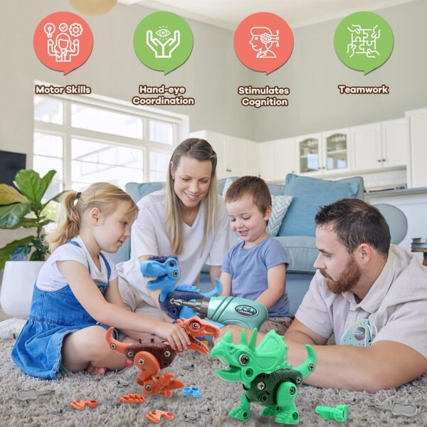 Laradola Dinosaur Toys for 3 4 5 6 7 8 Year Old Boys, Kids Take Apart STEM Construction Building Kids Toys with Electric Drill, Party Christmas Birthday Gifts Boys Girls - Image 4
