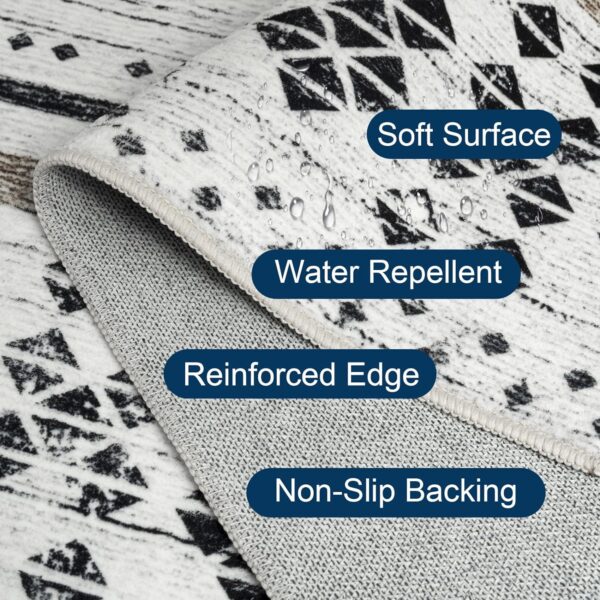 BESTSWEETIE 8x10 Area Rug for Living Room Washable Rug Moroccan Farmhouse Neutral Geometric Soft Low Pile Non-Slip Water Repellent Rug for Dining Room Bedroom Black/Brown - Image 4