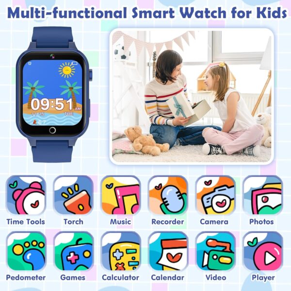 Smart Watch for Kids, with 26 Puzzle Games, Touch Screen, HD Camera, Alarm Clock, Toys for Ages 4-12 Years Old.Birthday Gift for Boys Girls (Blue) - Image 2
