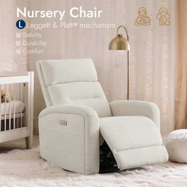 Watson & Whitely Power Recliner Swivel Glider Rocker, Recliner Chairs for Adults, Small Recliner for Living Room, Fabric in Linen - Image 5