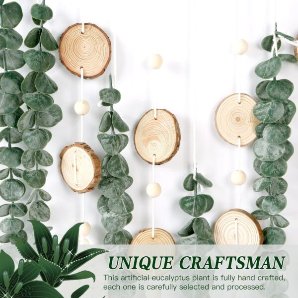 Sggvecsy 21’’ Eucalyptus Wall Hanging Decor Artificial Eucalyptus Plant Fake Greenery Leaves Boho Wall Decor with Wooden Stick for Bedroom Bathroom Kitchen Rustic Farmhouse Home Living Room Decoration - Image 7