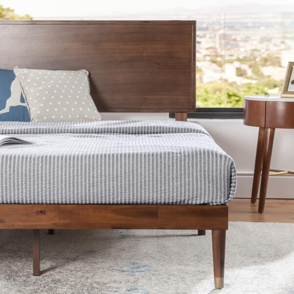 Zinus Raymond Wood Platform Bed Frame with Adjustable Wood Headboard, Solid Wood Foundation, Wood Slat Support, No Box Spring Needed, Easy Assembly, Queen - Image 3