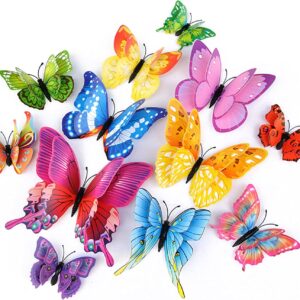 Butterfly Wall Decor 24/48 PCS, 3D Butterflies Stickers for Party Decorations with Magnets(Colorful, 24)