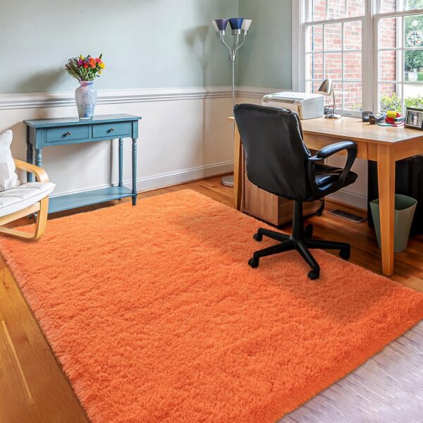 Rugs for Bedroom 5x8 Feet Area Rug for Living Room Ultra Soft Shaggy Carpet for Home Decor Long Plush Fluffy Mat Faux Fur Rug for Bedside Nursery Kids Room Fall Decor, Orange - Image 4