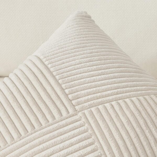 Topfinel Cream White Decorative Neutral Throw Pillow Covers 18x18 Inch for Couch Sofa Bed, Soft Corduroy Striped Patchwork Windmill Textured Square Cushion Covers Set of 2 Spring Boho Home Decor - Image 7