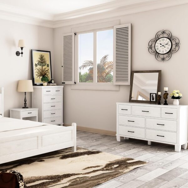 IDEALHOUSE Dresser for Bedroom with 7 Drawers, Modern Chest of Drawers Closet with Metal Handle, Wooden Dresser Organizer, for Bedroom, Living Room, White - Image 4
